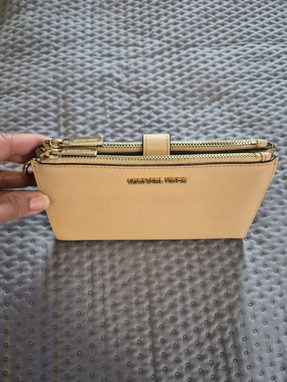 Michael Kors Jet Set Travel Double Zip Leather Wallet Nude - Picture 7 of 15